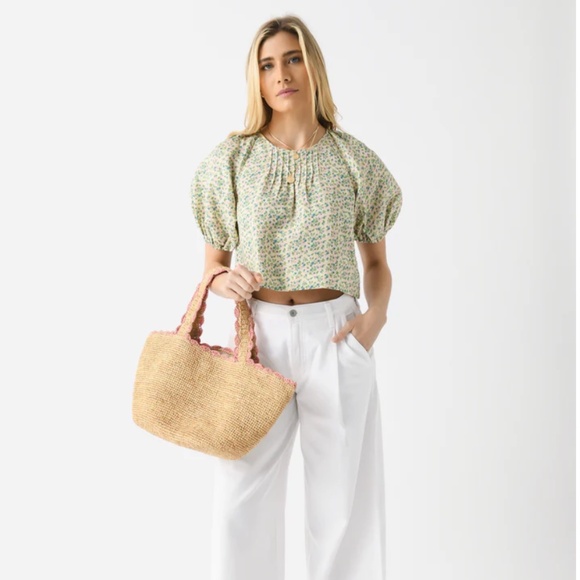 Hunter Bell Vintage Floral Claudia Puff Sleeve Top Blouse Shirt Size Medium - Picture 2 of 12